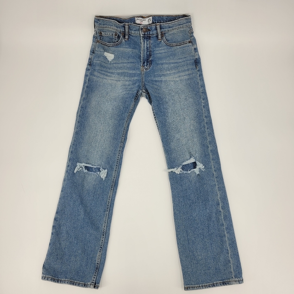 Abercrombie Kids Jeans 15/16 Slim Light Wash Boot Cut Stretch Denim Distressed
